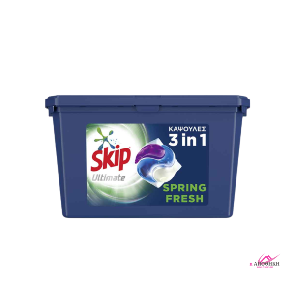 Skip Απορρυπαντικό Πλυντηρίου Ρούχων Ultimate 3in1 Spring Fresh 15κάψουλες  ΚΑΘΑΡΙΟΤΗΤΑ 