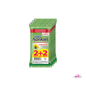 Wet Hankies Antibacterial Αντισηπτικά Μαντηλάκια με Άρωμα Λεμόνι 4x15τμχ