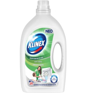 KLINEX Υγρό Απορρυπαντικό Fresh Clean για Λευκά & Χρωματιστά Ρούχα 25 Μεζούρες